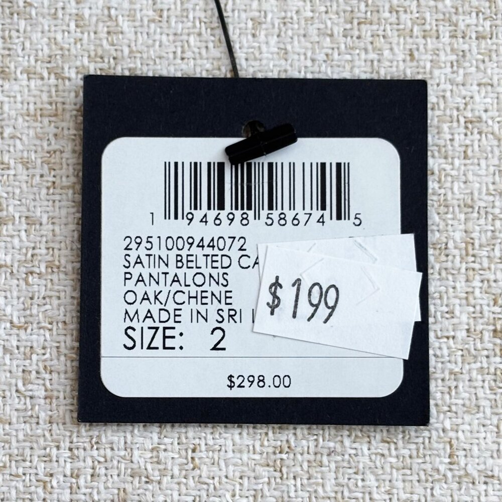 Club Monaco Laurel Oak Satin Belted Cargo Pant Size 2 - Picture 12 of 15